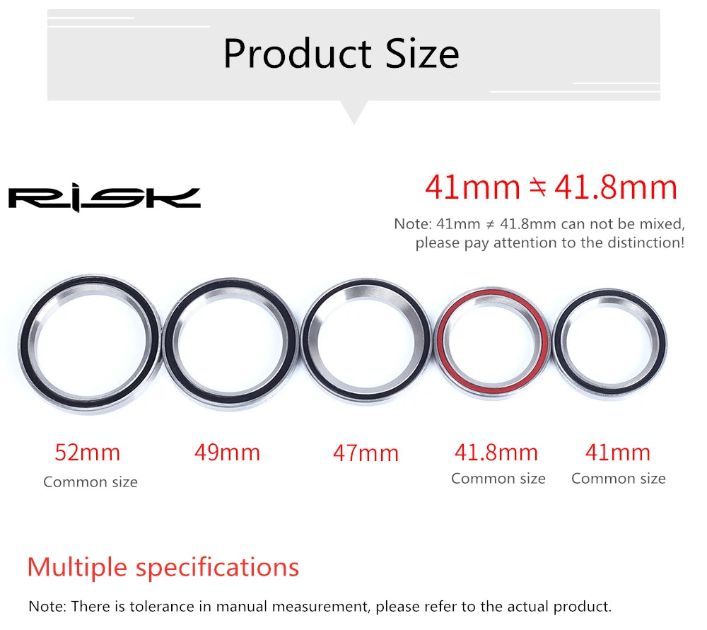 RISK Bike Headset Bearings 41/41.8/47/49/52mm MTB Road Bicycle Headset Bearing Repair Steel Parts Bike Accessories
