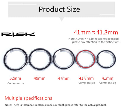 RISK Bike Headset Bearings 41/41.8/47/49/52mm MTB Road Bicycle Headset Bearing Repair Steel Parts Bike Accessories