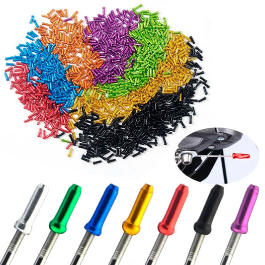 50/100pcs Bicycle Cable End Caps Aluminum Alloy Bike Brake Shifter Cable Tips Wire End Cap Multiple Colors Bike Line Core Caps