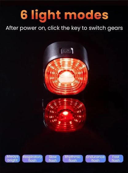 Smart Brake Bicycle Rear Light Auto on/Off Stop Signal Brake Road Bike LED Taillight Type-C Charge MTB Cycling Safety Flash Lamp