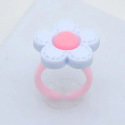 36Pcs Kids Cute Rings Resin Cartoon Jewelry Flower Shape Adjustable Ring Set Creative Accessories Girl Gifts