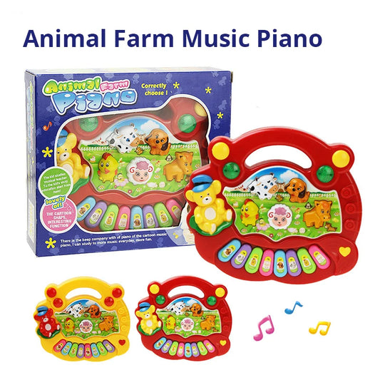 Kids Cartoon Animal Farm Music Piano Keyboard Plastic Early Education Electronic Toy For Children's Day Gift