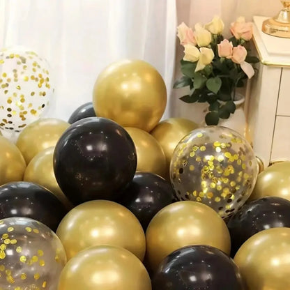 16pcs Black Metallic Sequin Balloons for Birthday Wedding Graduation Party Balloon Decoration