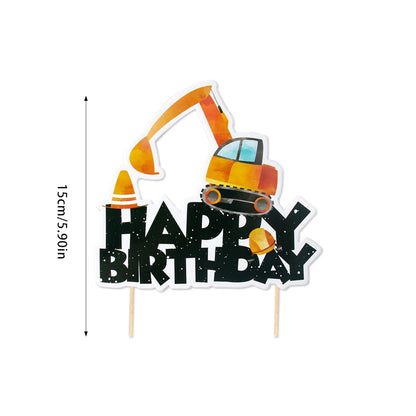 Construction Birthday Party Supplies Tractor Excavator Paper Plate Cup Birthday Banner Truck Latex Balloons For Child's Birthday
