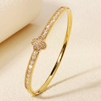 Copper With Zirconium Opening Female Simple Trendy Bracelet Women's Stainless Steel Jewelry Luxury Gifts for Girlfriends