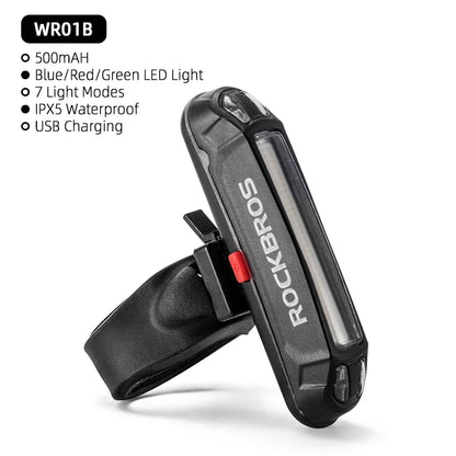ROCKBROS Bike Tail Light Waterproof Seatpost Warning Bicycle Rear Light MTB Road LED Lamp Tailight USB Charging Cycling Light