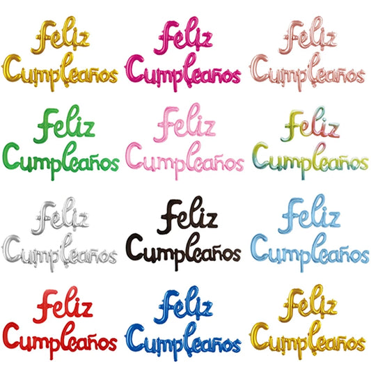 Spanish Happy Birthday Letters Balloons Lowercase Conjoined Alphabet Foil Globos Birthday Party Decoration Banner Baby Shower