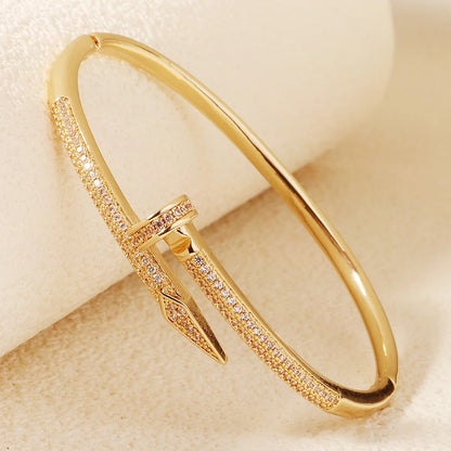 Copper With Zirconium Opening Female Simple Trendy Bracelet Women's Stainless Steel Jewelry Luxury Gifts for Girlfriends