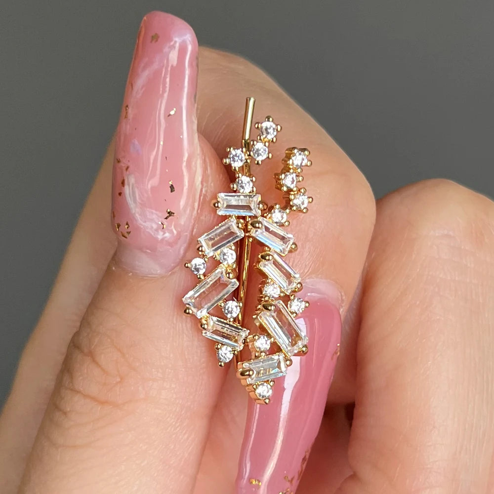 Simple Stylish One Line Cubic Zirconia Drop Earrings for Women 3 Metal Colors Daily Wear Low-key Delicate Female Jewelry
