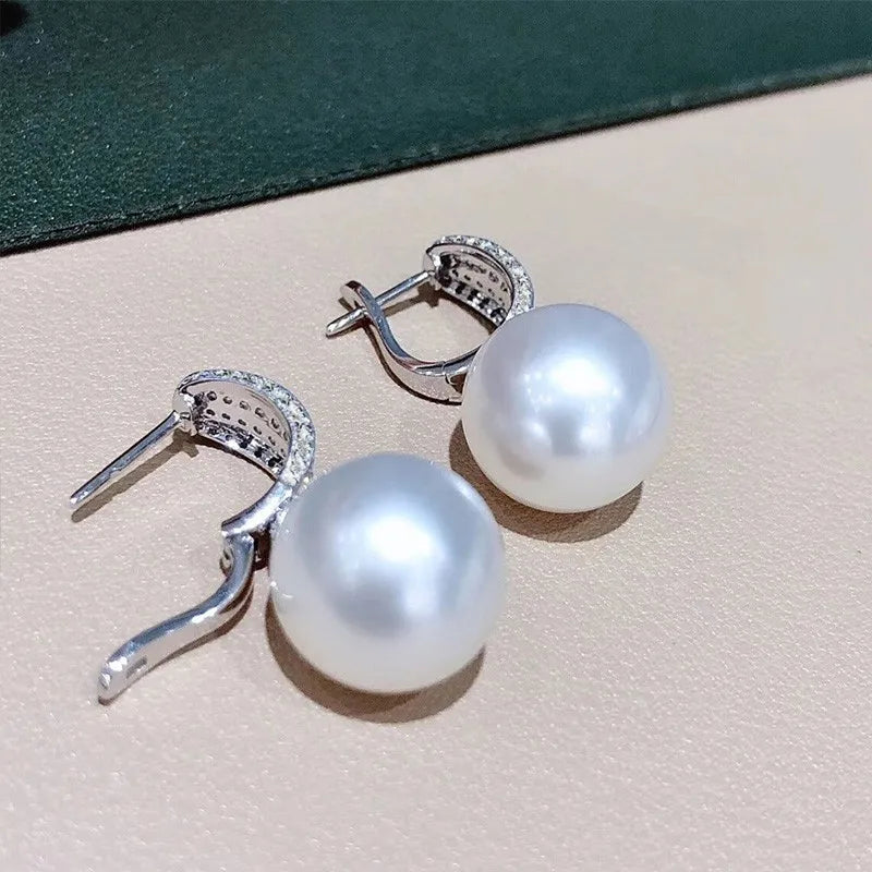 Luxury CZ Imitation Pearl Earrings for Women Silver Color Temperament Elegant Lady Earrings Wedding Party Fashion Jewelry