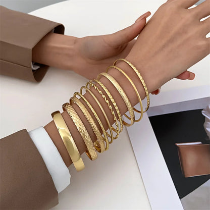 Fashion Stainless Steel Bracelets for Women Men Twist Texture Bangles Gold Silver Color Jewelry Statement Streetwear Goth Gifts