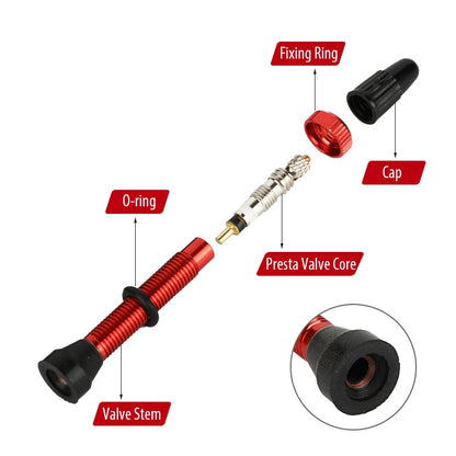 2pcs/bag Bicycle Bike Tubeless Presta Valves Stems Aluminium Alloy 40mm 44mm 48mm 60mm 80mm with Valve Core Removal Tool
