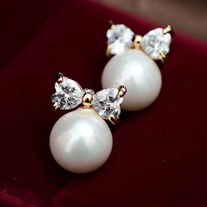 Luxury CZ Imitation Pearl Earrings for Women Silver Color Temperament Elegant Lady Earrings Wedding Party Fashion Jewelry