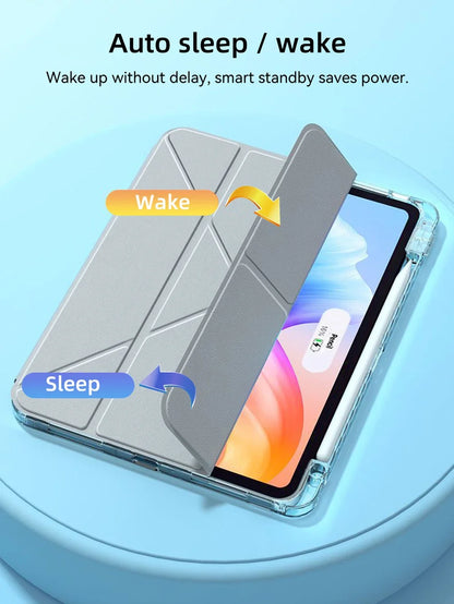 For iPad Case 2024 iPad Pro 13/11 M4 Air 11/13 M2 for 10th Gen Pro 12.9/11 Air 4/5th mini 6 Cover Y-bracket Acrylic Transparent
