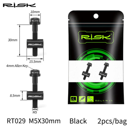 Risk 2pcs M5*30/40mm Titanium alloy Bicycle Seat Post Fixing Bolts MTB Road bike Seatpost Saddle Fixed Screws
