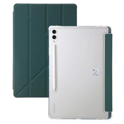 For Samsung Tab S9 Plus Case 12.4" Acrylic Clear Hard Back Stand Smart Cover For Galaxy Tab S9 FE S10 Plus Case With Pen Holder