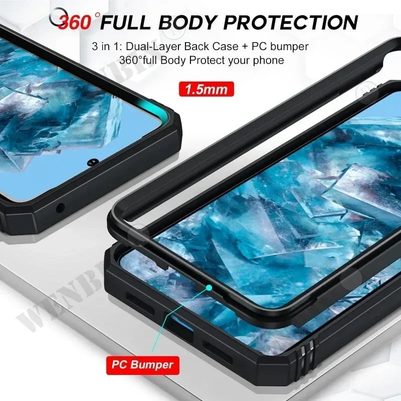 Case For Google Pixel 9 8 Pro 8 6 Pro 8A 7A  Google Pixel 9 Pro XL Heavy Duty With Camera 360 Degree Kickstand Cover