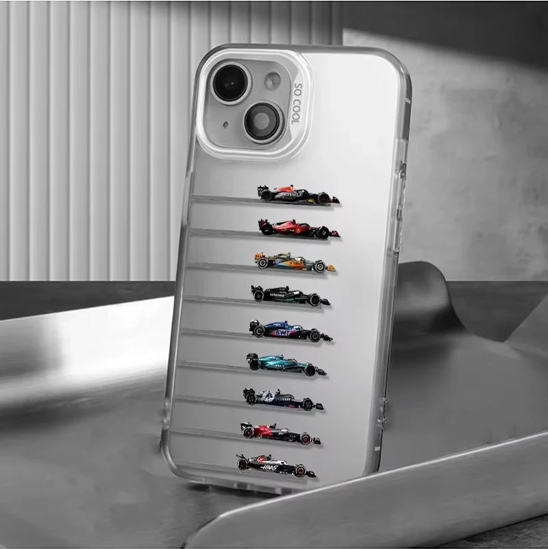 Fashion Luxury Formula Racing Pattern Phone Case For iPhone 17 Air 16 Pro Max 15 14 Plus 13 12 11 Shockproof Silicone Back Cover