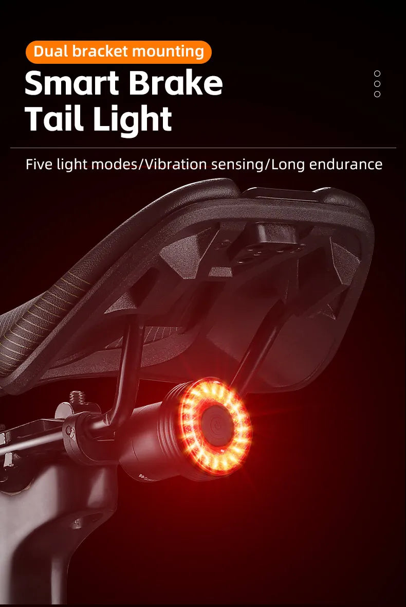 WEST BIKING Bike Rear Light Smart Brake Sensing Light Bicycle Tail Light Type-C Charging Taillight Road Cycling Accessories