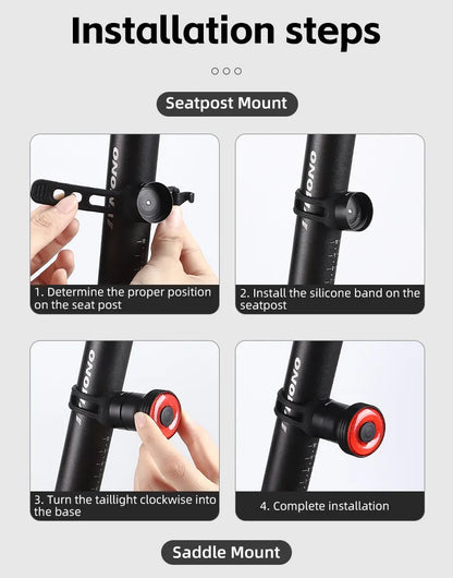 WEST BIKING Bike Rear Light Smart Brake Sensing Light Bicycle Tail Light Type-C Charging Taillight Road Cycling Accessories