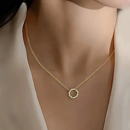 Shinning Circle Pendant Necklace Lady Engagement Jewelry with Bright Cubic Zirconia Silver Color/Gold Color Accessories