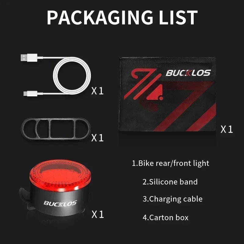 BUCKLOS COB Bike Taillights Headlight USB Rechargeable Bicycle Safety Warning Light MTB LED Front Rear Lantern Cycling Lamp Set