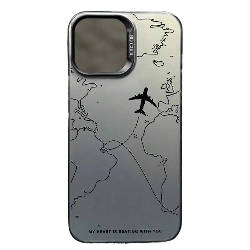 Travel-Inspired Airplane Phone Cover for iPhone 16 15 Pro Max 11 12 13 Mini 14 XS XR 7 8 Plus Shockproof Screen Protector Casing