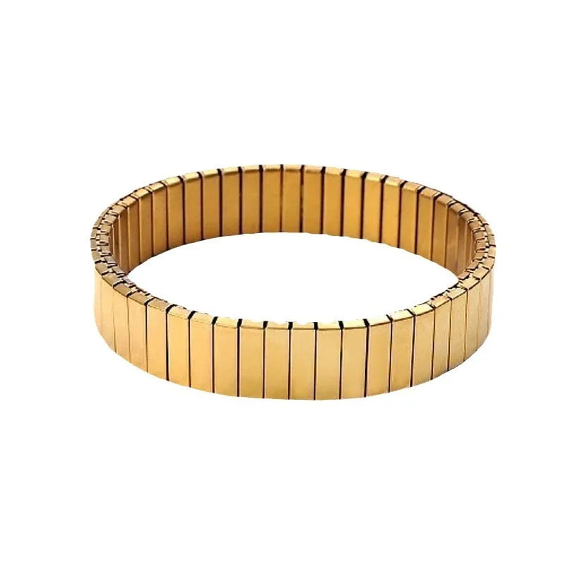 Titanium Steel Elastic Bracelet for Women.Heart Shape.1Pcs.Gold Plated Punk Jewelry.Hip Hop. New Design