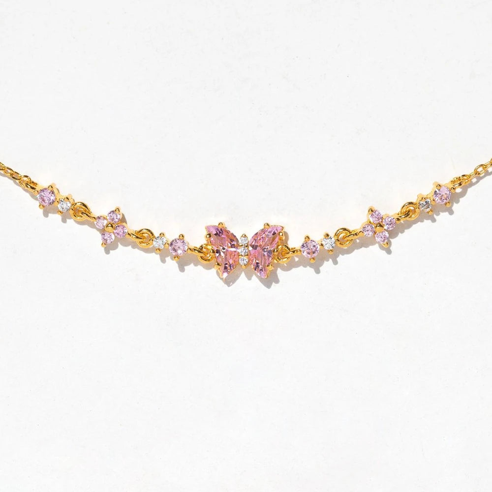 Instagram Style Cute and Sweet Bracelet Love Zircon Butterfly Festival Bracelet Women's Valentine's Day Gift Jewelry