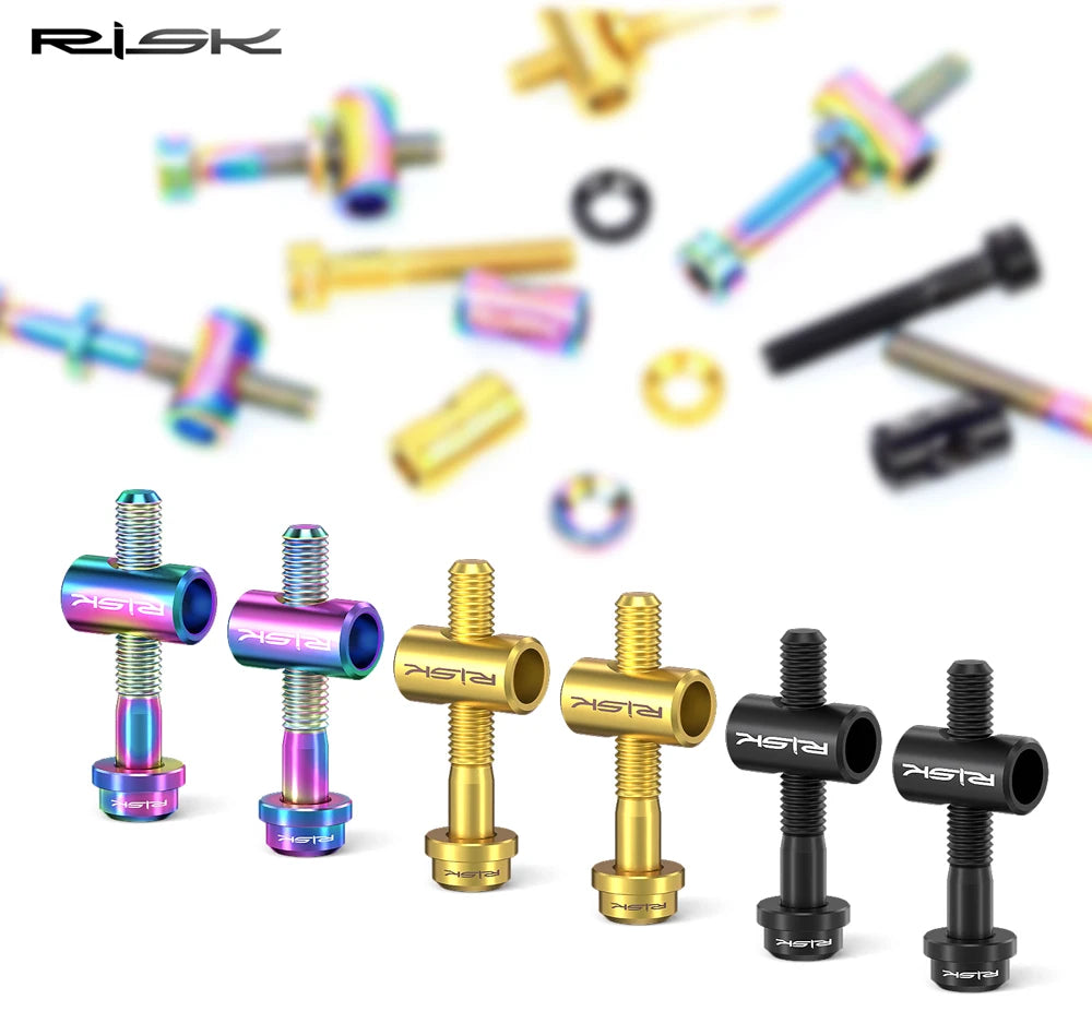 Risk 2pcs M5*30/40mm Titanium alloy Bicycle Seat Post Fixing Bolts MTB Road bike Seatpost Saddle Fixed Screws