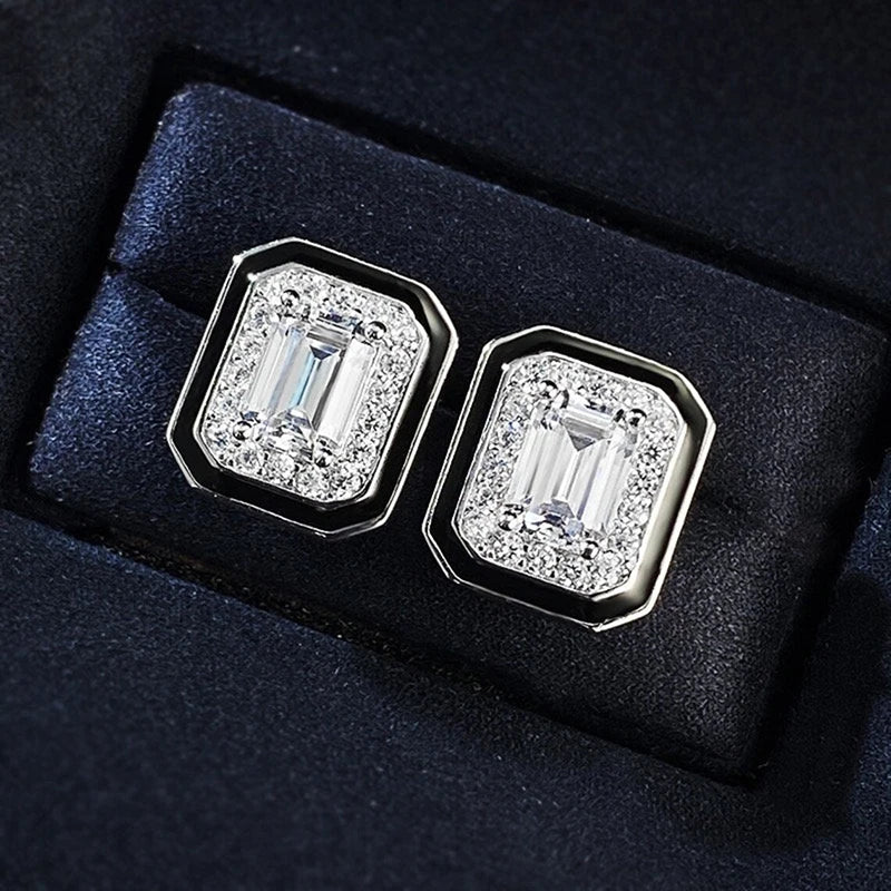 Fashion Female Daily Stud Earrings Geometric Zirconia Crystal Stone Jewelry for Women Modern Style Accessories
