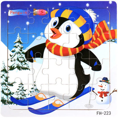 Baby Toys 20Piece Wooden Puzzle Cartoon Animal Vehicle 3D Jigsaw Puzzle Game Montessori  Educational Toys For Children Gifts