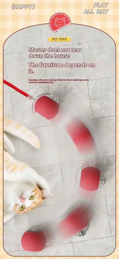 Cat Interactive Ball Toy Automatic Rolling Ball Faux Tail Rechargeable Smart Pet Electric Toy Dog Cat Training Imitate Mouse