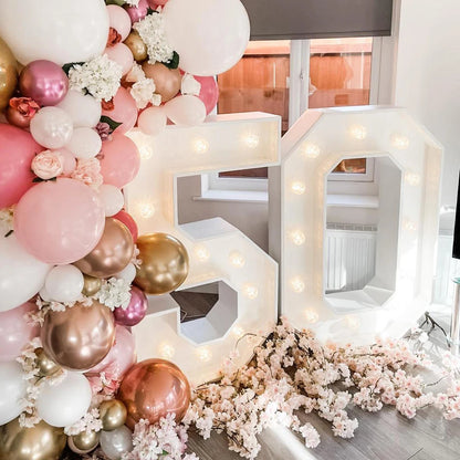 Giant Birthday Figure Led Light Balloon Filling Box 1st Birthday Balloon Number 30 40 50 Balloon Frame Wedding Decor Baby Shower