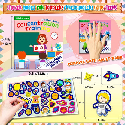 Children's Sticker Book Early Education Cartoon Animal Cognitive Puzzle Sticker Toys Educational Montessori Toys for Kids 3-6