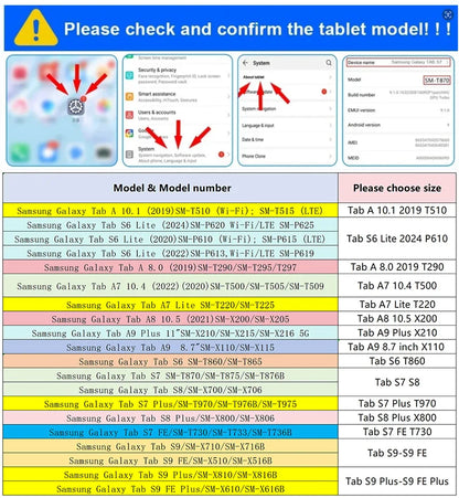 Case For Samsung Galaxy Tab A9+11"plus 8.7"SM-X210 X216 X110 Tablet Cover Tab S10 S9 FE 10.9"S8 11"S7 Plus 12.4"Stand Back funda
