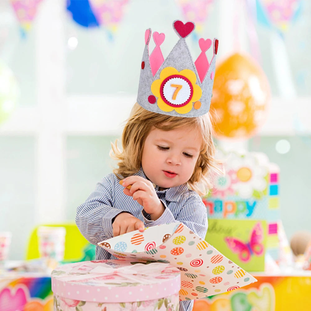 Adjustable Birthday Hat Princess Birthday Felt Hat children's Birthday Decoration Hallowen Cosplay Crown Photo Props Party Decor