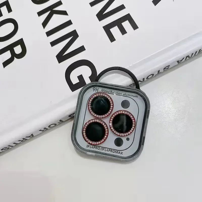 2-3Pcs Diamond Camera Lens Protector For IPhone 12 13 14 15 16 Pro Max Back Mini Cover Lens Ring Glass For IPhone 14 15 Plus Fil