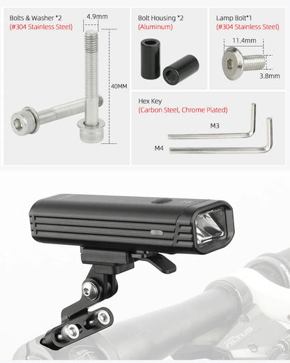 Bicycle Headlight Stand Mount W/ Gopro Interface MTB LED Lamp Bracket for Rockbros QD-250 YQ200/400 Blackbird L1