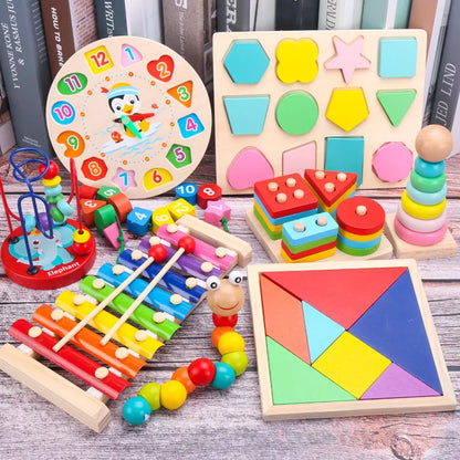 Clearance_Montessori 3D Wooden Puzzles for Kids Baby Early Learning Games Educational Wooden Toys For Children Birthday Gifts_Co