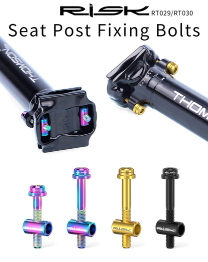 Risk 2pcs M5*30/40mm Titanium alloy Bicycle Seat Post Fixing Bolts MTB Road bike Seatpost Saddle Fixed Screws
