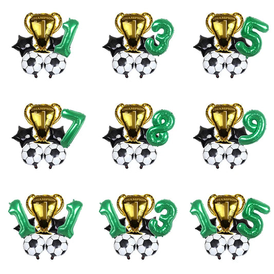 32inch Green Digital Number Foil Ballon Trophy Football Helium Balloons Kids Gifts Birthday Party Football theme Decoration