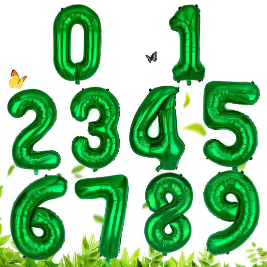 1pcs 32inch Large Dark Green Number Balloons Spring Jungle Safari Birthday Party Foil Balloon 0 1 2 3 4 5 6 7 8 9 globos Balls