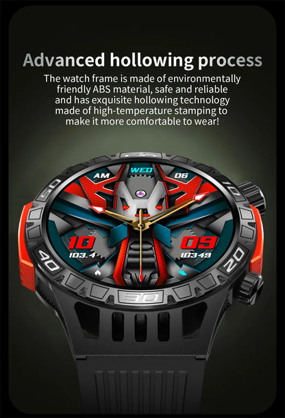 Outdoor Military Smart Watch Men's With LED lighting Bluetooth Call Smartwatch 3ATM IP68 Waterproof Compass Sports Fitness Watch