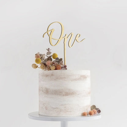 1pc One Cake Topper Birthday Wooden Cake Topper Wood One Happy Cake Decoration First Birthday Baby Shower Party Decorations