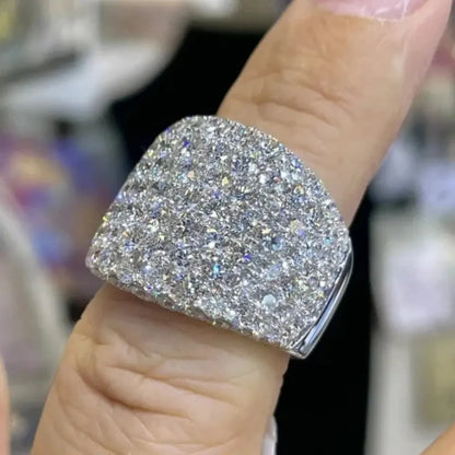 Bling Bling Crystal Cubic Zirconia Rings Gorgeous Wedding Band Accessories for Women Luxury Silver Color Female Jewelry