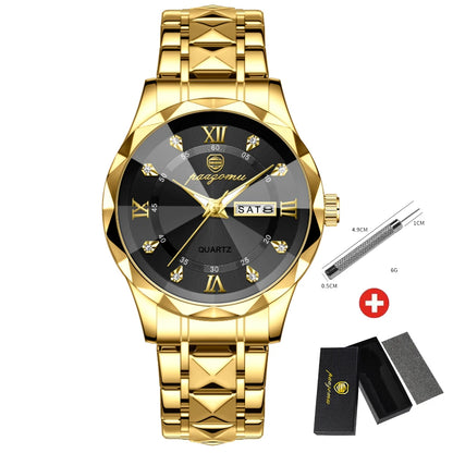 PAAZOMU Luxury Men Watches Business Top Brand Man Wristwatch Waterproof Luminous Date Week Quartz Men's Watch High Quality+Box