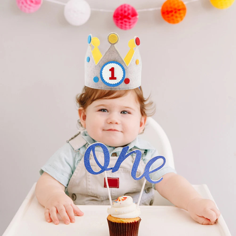 Adjustable Birthday Hat Princess Birthday Felt Hat children's Birthday Decoration Hallowen Cosplay Crown Photo Props Party Decor