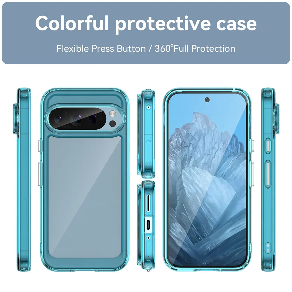 Fashion Transparent Acrylic Case For Google Pixel 9 8 7 Pro 8 7 A Colorful Hard Clear Shockproof Thin Cover For Pixel 9 Pro XL
