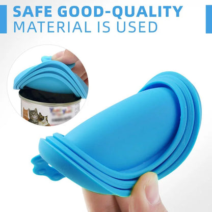 2pcs/set Reusable Pet Food Can Cover and Spoon Portable Dogs Cat Storage Tin Cap Lid Seal Cover Health Pet Supplies Pet Lids Can